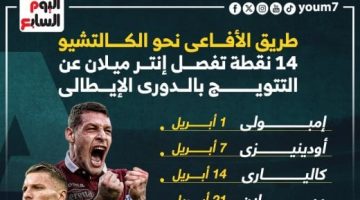 رياضة – 14 نقطة تفصل إنتر ميلان عن التتويج بالدوري الإيطالي.. إنفوجراف