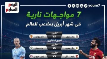 رياضة – كلاسيكو الأرض وليفربول واليونايتد والأهلى والزمالك أبرز مواجهات أبريل.. إنفوجراف