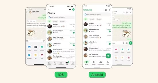 تكنولوجيا  – واتساب تطرح تصميما جديدا للتطبيقات على أندرويد وiOS