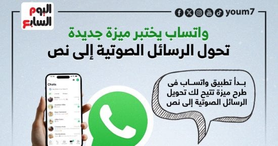 تكنولوجيا  – واتساب يختبر ميزة جديدة تحول الرسائل الصوتية إلى نص.. إنفوجراف