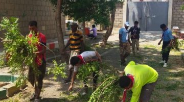 كشافة أبين تبادر بتعقيم وتطهير مجمع بلقيس التربوي زنجبار لاستئناف الدراسة.