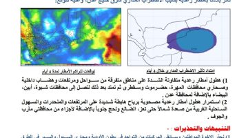 الأرصاد الجوية تحذر من تأثر بلادنا بأمطار رعدية ورياح شديدة خلال الأربعة الأيام القادمة