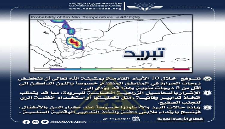 عاجل / الأرصاد تحذر من موجة صقيع خلال الـ10 الأيام القادمة